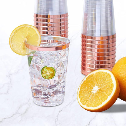 60 Roségold Partybecher 300ml | Wiederverwendbar & transparent | Ideal für Geburtstage & Hochzeit