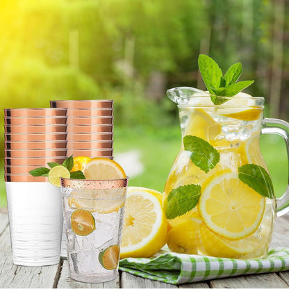 60 Stück Partybecher 10oz Roségold Plastikbecher Wiederverwendbar