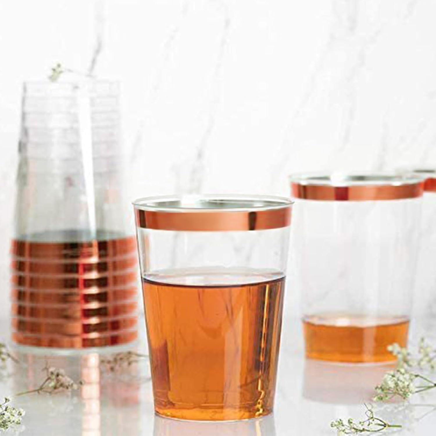 60 Stück Partybecher Roségold 300ml Hartplastik wiederverwendbar
