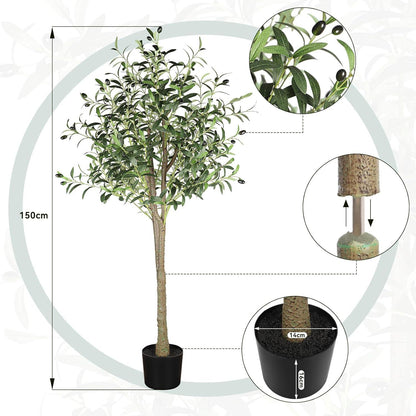 YOLEO Olivenbaum Künstlich 150cm Deko Pflanze Kunstbaum