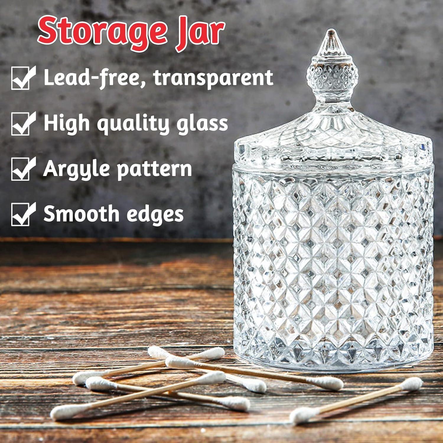 2er Set Süßigkeiten Glas Dose Kristallglas mit Deckel - Dekorative Bonbongläser für Party Snacks