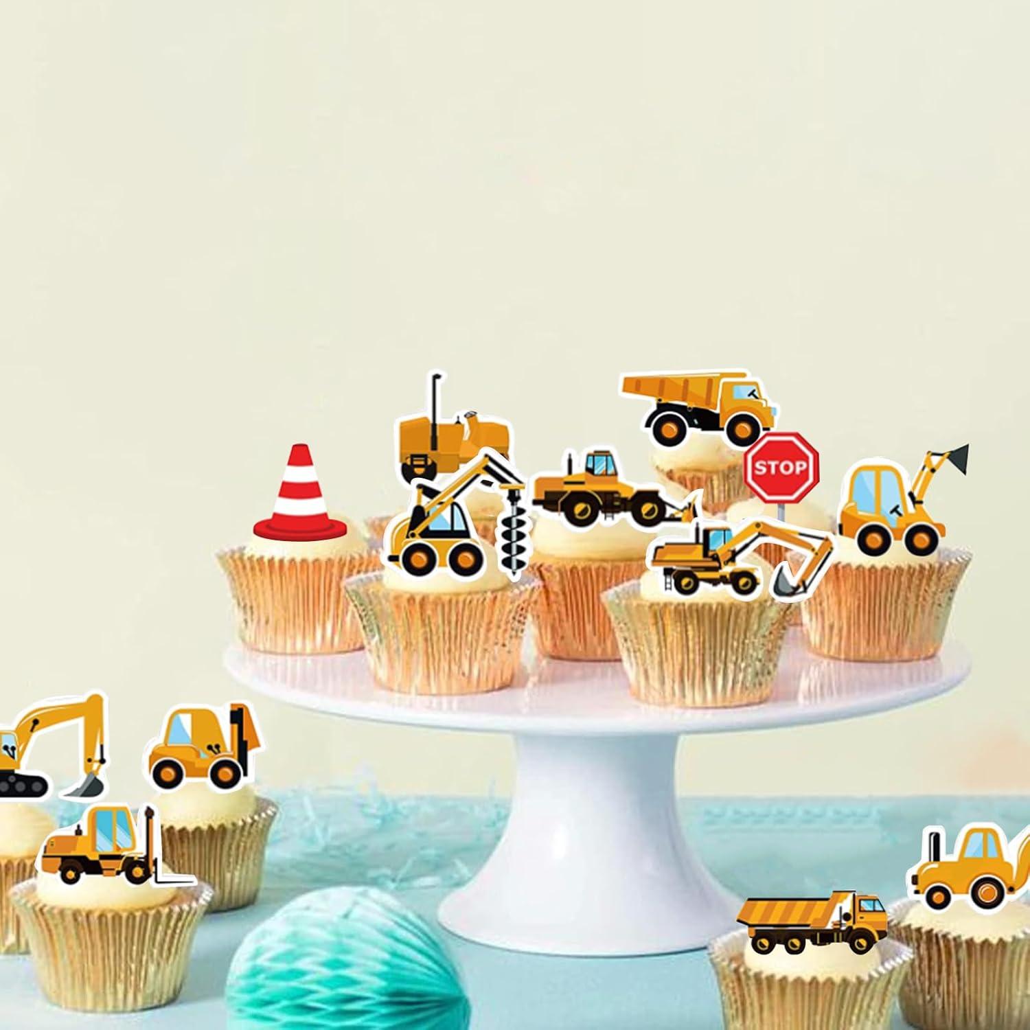 Essbare Baustelle Tortendeko Set Traktor Bagger 64 Stück