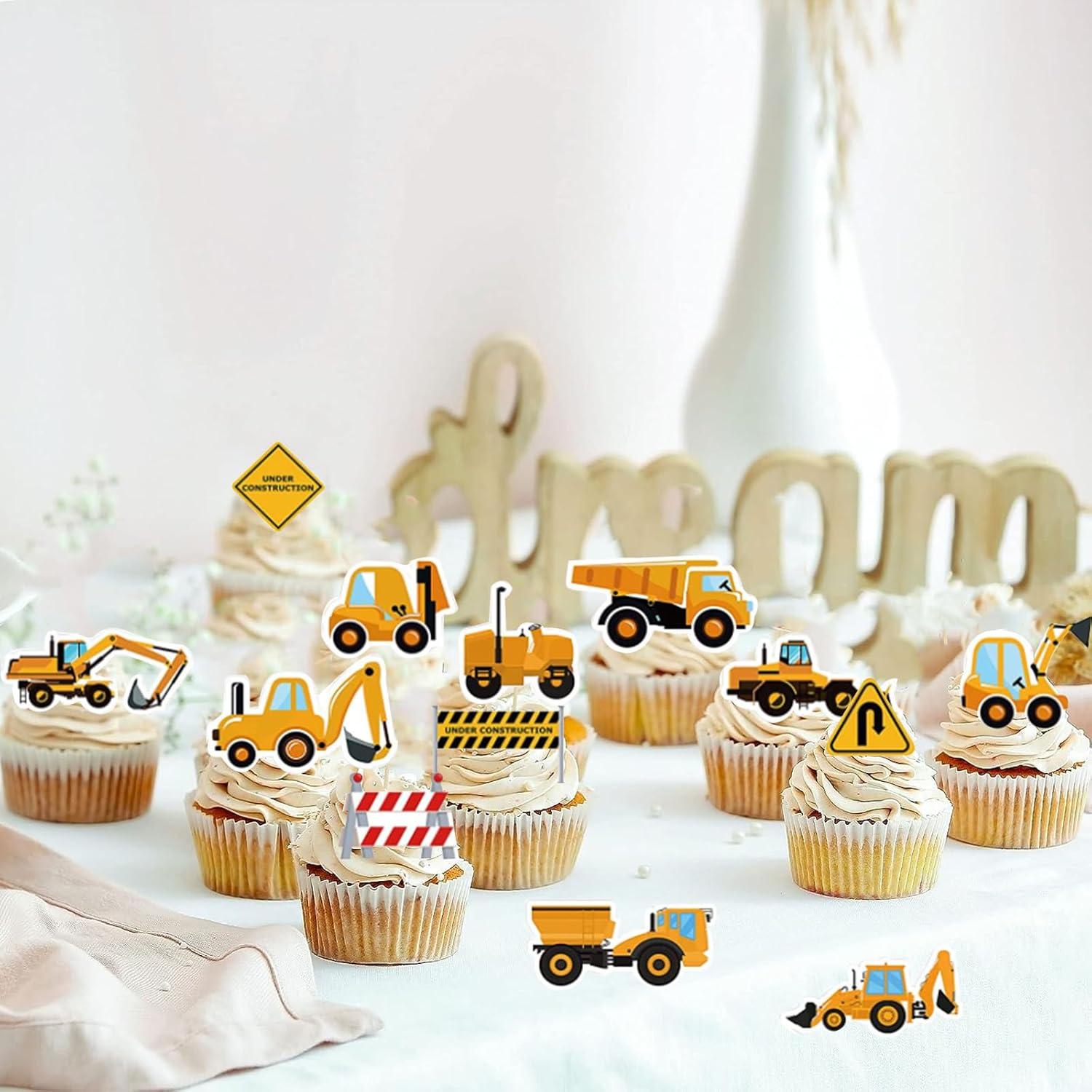 Essbare Baustellen Tortendeko Traktor Bagger, 64 Stück