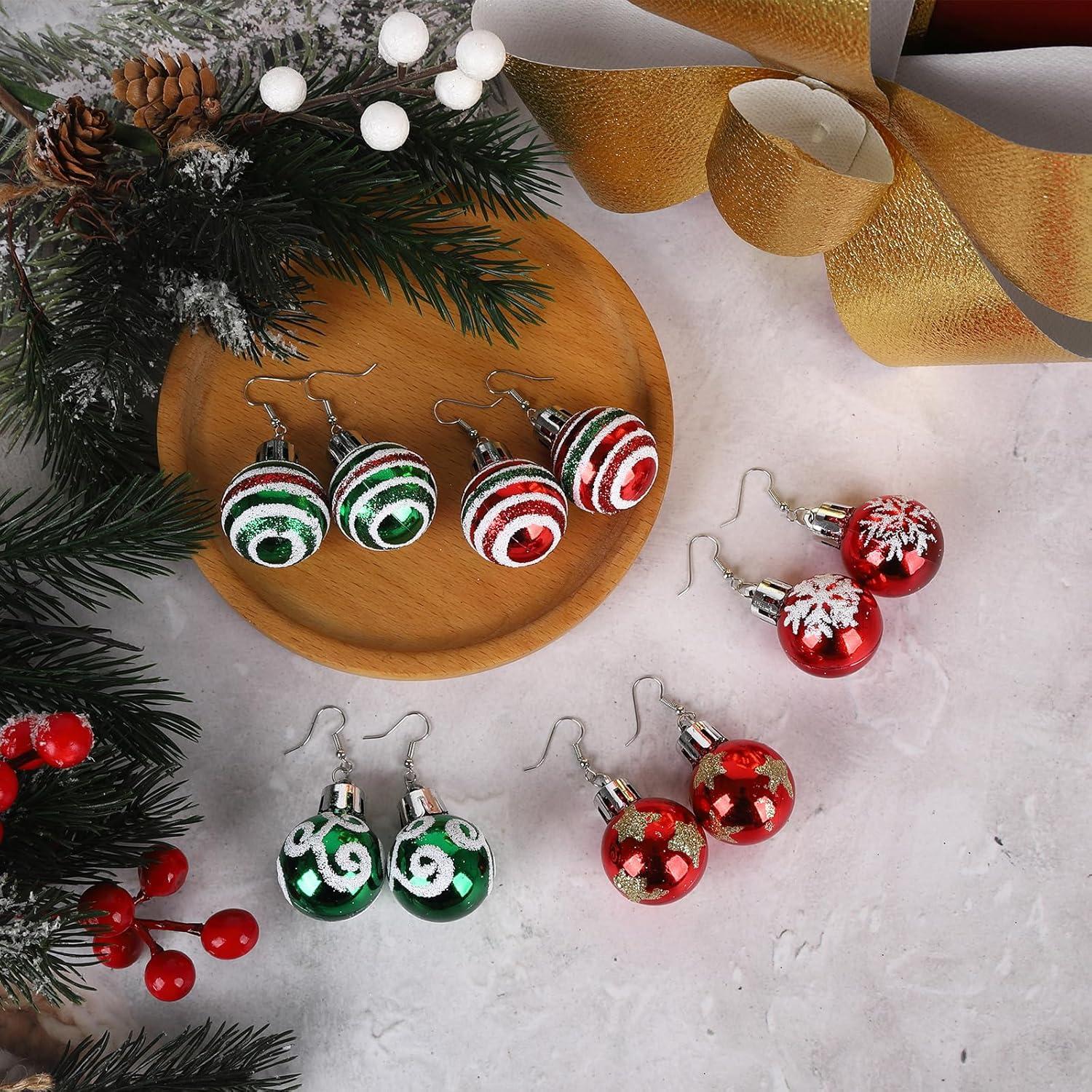 Weihnachtsbaum Ohrringe Set 5 Paar Glitzerkugel Tropfenfrau Mini