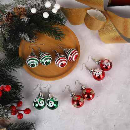 Weihnachtsbaum Ohrringe Set 5 Paar Glitzerkugel Tropfenfrau Mini