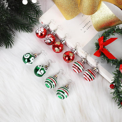 Weihnachten Mini Baumeln Ohrringe, 5 Paar Glitzerkugel-Ohrringe