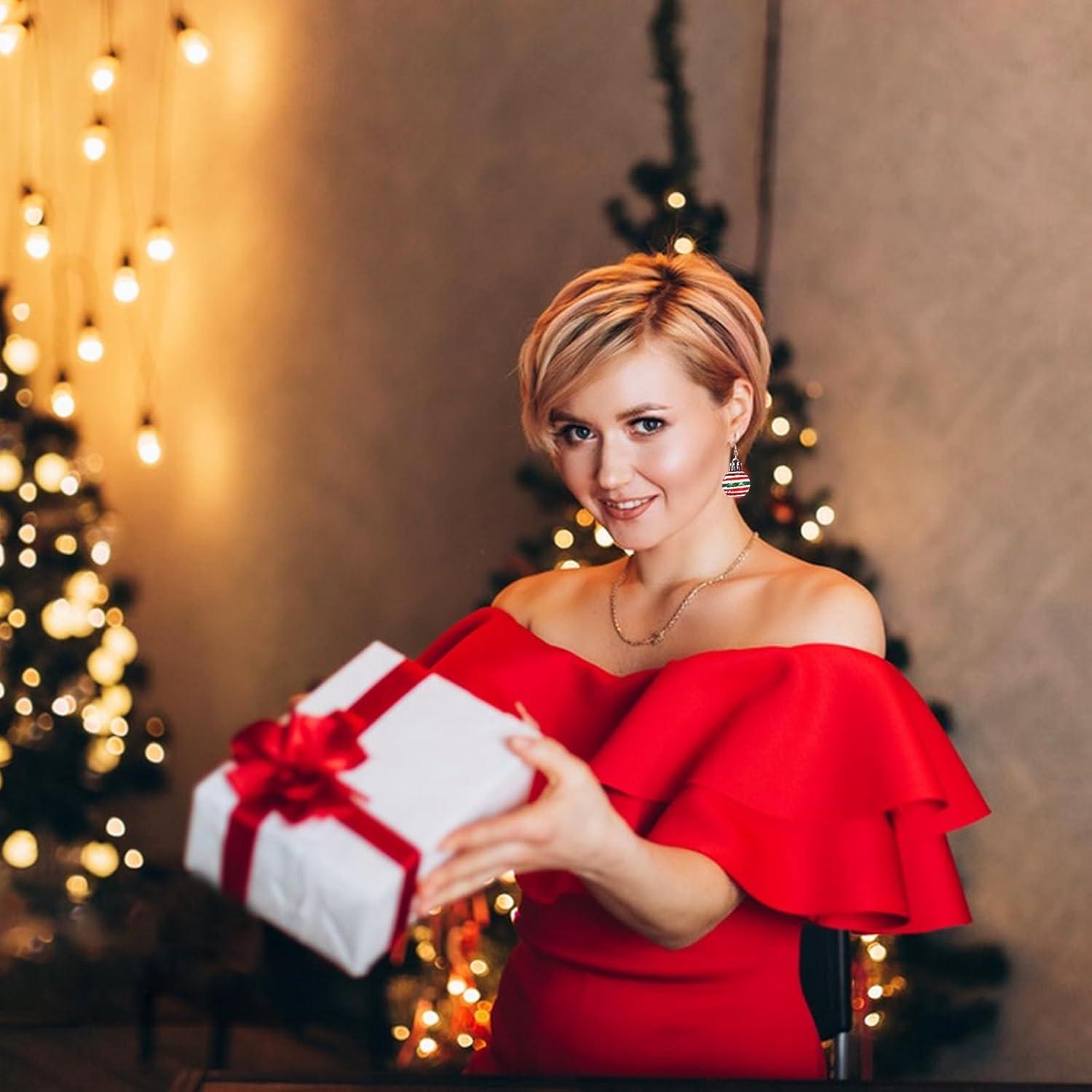 Weihnachten Mini Glitzerkugel Ohrringe Set Lustige Baumeln Tropfen Ohrringe