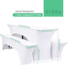 Elastische Biertischhussen Set in Weiß 220x50x70cm - 3er