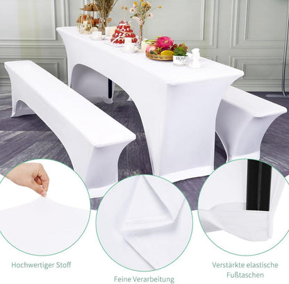 Elastische Biertischhussen weiß 3er-Set 220 x 50 x 70 cm