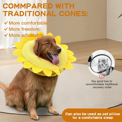 Aufblasbare Halskrause Hund Leckschutz Bequem Einstellbar XL Sunflower