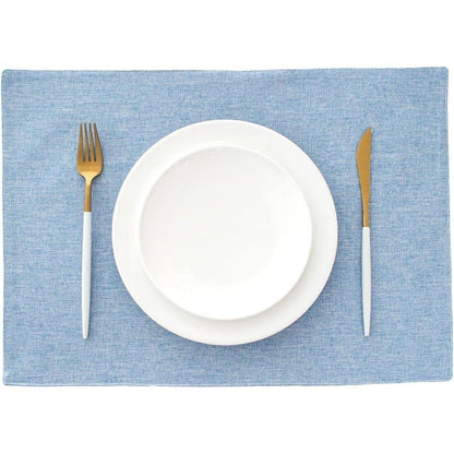 Platzsets Stoff Hellblau 4er Set 33 x 48 cm Abwaschbar
