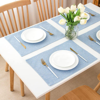 Platzsets Stoff Hellblau 4er Set 33 x 48 cm Abwaschbar