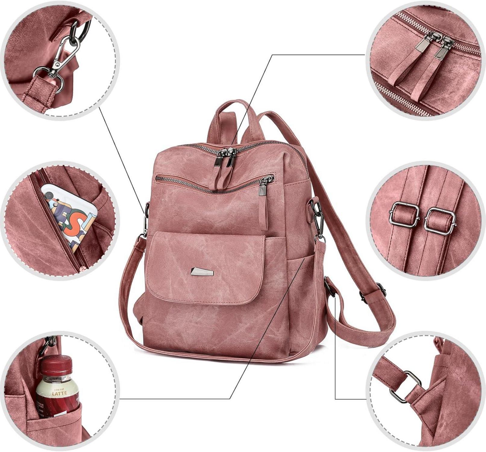 Leichter Damen-Rucksack wasserdicht wandelbar rose 42 - PU