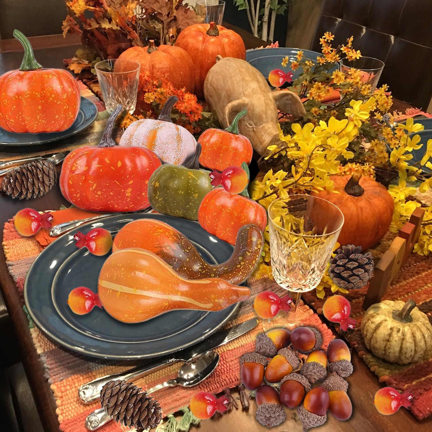 Kürbis Deko 96 Stück Herbst Halloween Thanksgiving Party Dekoration