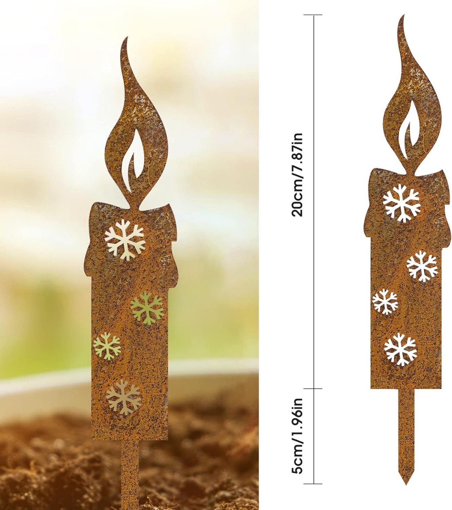 Gartenstecker Weihnachten Kerzen Rost Deko 25cm 4er Set