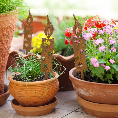 Gartenstecker Weihnachten Kerzen 25cm Rost Deko Weihnachtsdeko Draußen