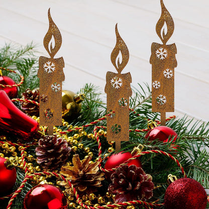 Rostige Gartenstecker Weihnachtskerzen 25cm 4er Set Weihnachtsdeko Gartendeko