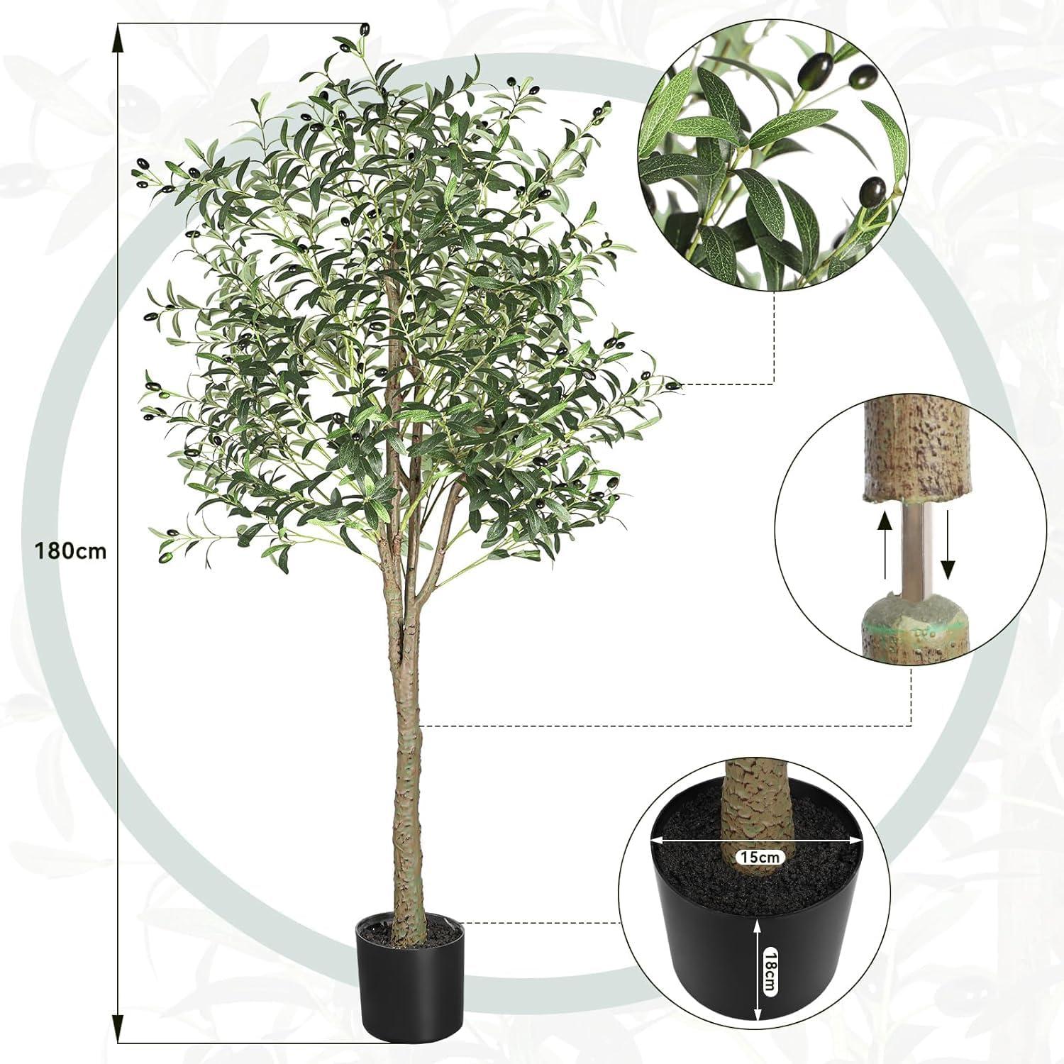 Künstlicher Olivenbaum 180cm groß Kunstpflanze Wohnzimmer Büro Deco