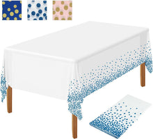 Party Tischdecke Kunststoff weiß blau 137 x 274 cm Punkte Konfetti