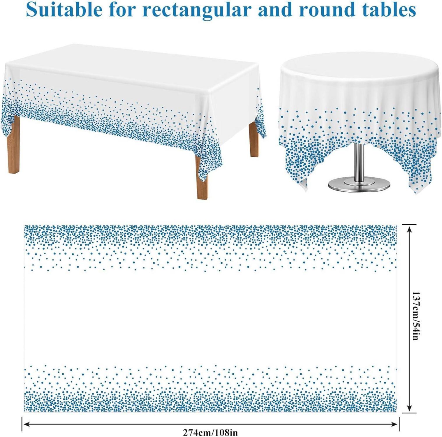 Weiße und Blaue Party Tischdecke 137 x 274 cm wasserdicht