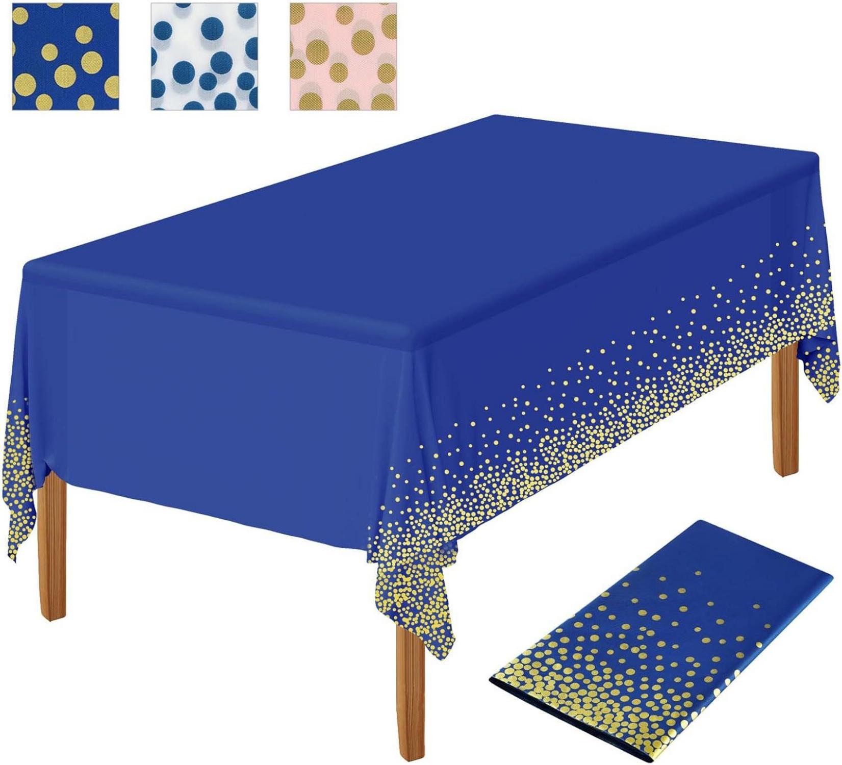Dunkelblaue Goldene Party-Tischdecke PEVA Wasserdicht 137x274cm