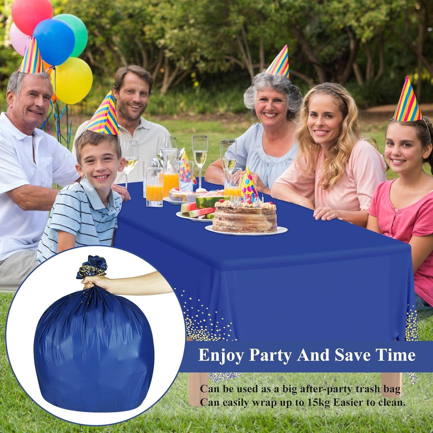 NEBURORA Dunkelblaue Goldene Party-Tischdecke 137 x 274 cm rechteckige Einweg Tischdecke