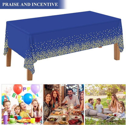NEBURORA Dunkelblaue Goldene Party-Tischdecke 137x274cm Einweg Gold Punkte