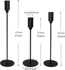 URHELP Kerzenständer Set 3 Stück Schwarz 24-29-34 cm