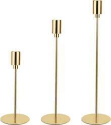 3er Set goldene Kerzenhalter für Dekoration, Hochzeit & Dinner