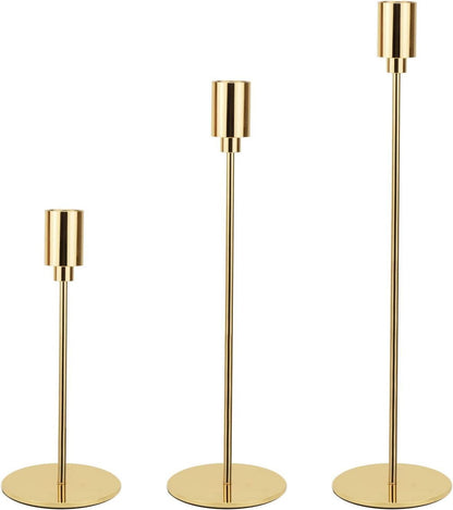 3er Set goldene Kerzenhalter für Dekoration, Hochzeit & Dinner