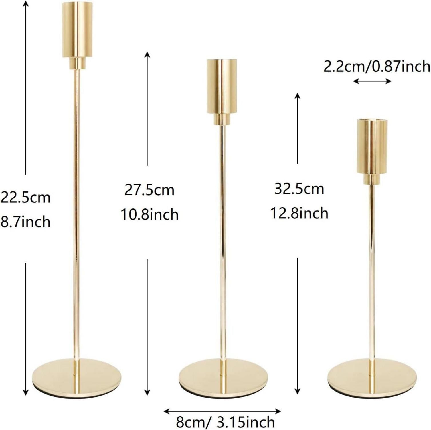 URHELP Kerzenständer Set 3 Stück Gold ZHI  H24cm-29cm-34cm