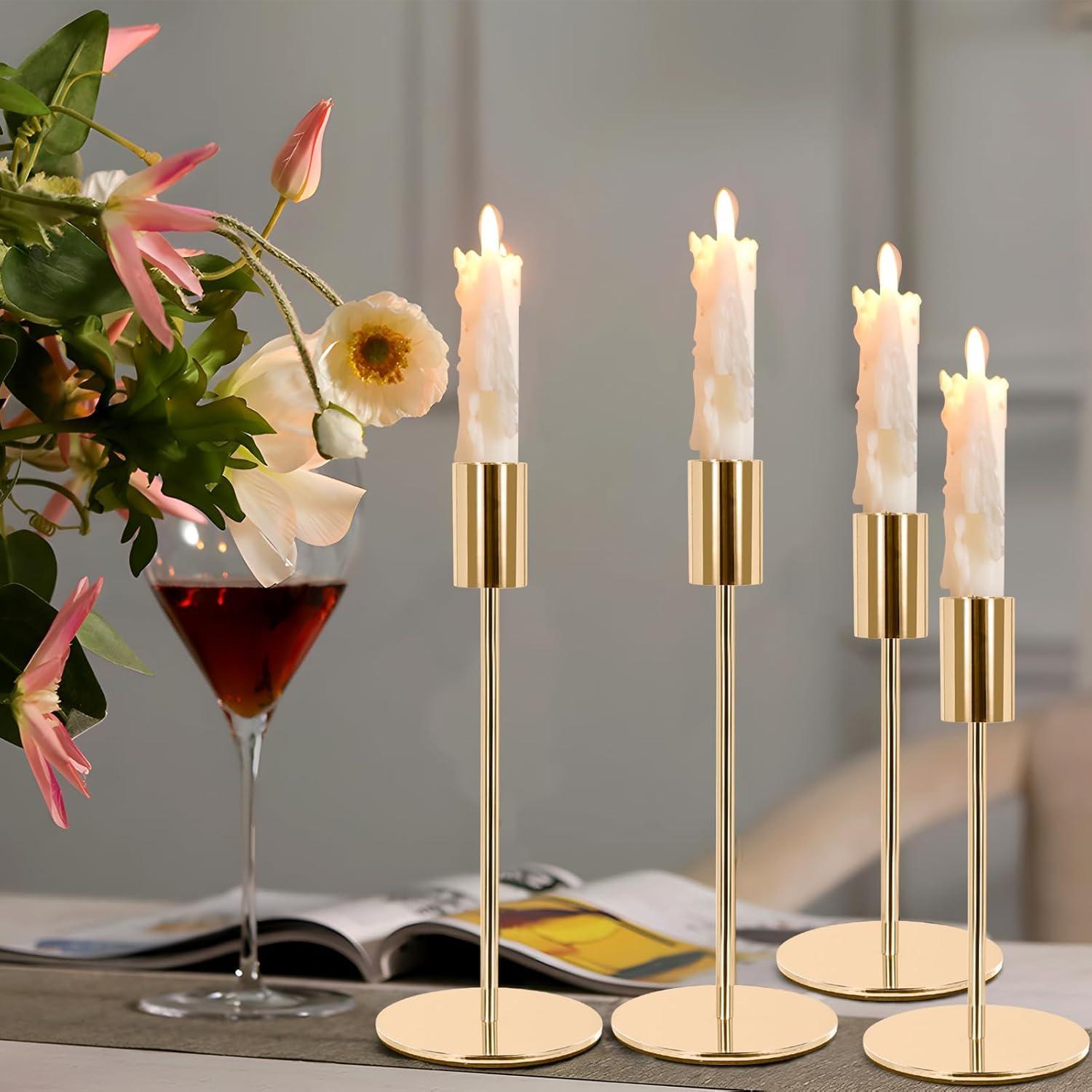 Gold Kerzenständer Set 3 Stück 24-29-34cm Kerzenhalter Deko Gold ZHI