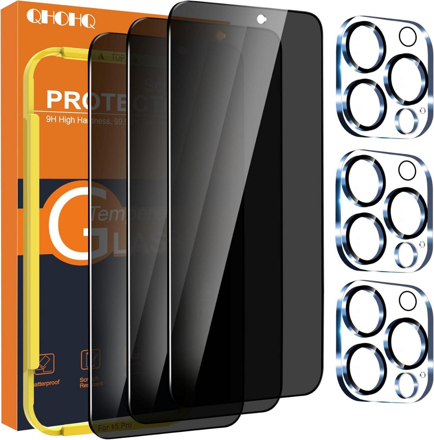 Sichtschutz Panzerfolie iPhone 15 Pro Kamera Schutz 9H Anti-Spähen
