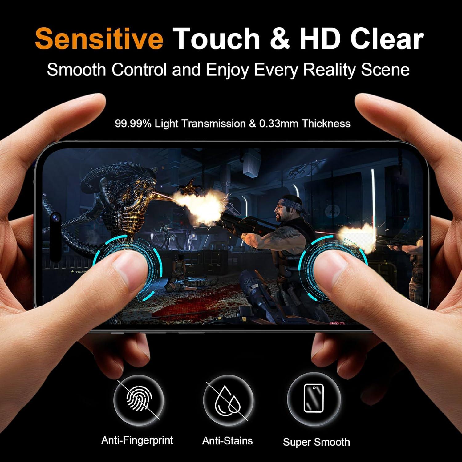 3er Set Datenschutzglas für iPhone 15 Kamera HD Blickschutzfolie Bis