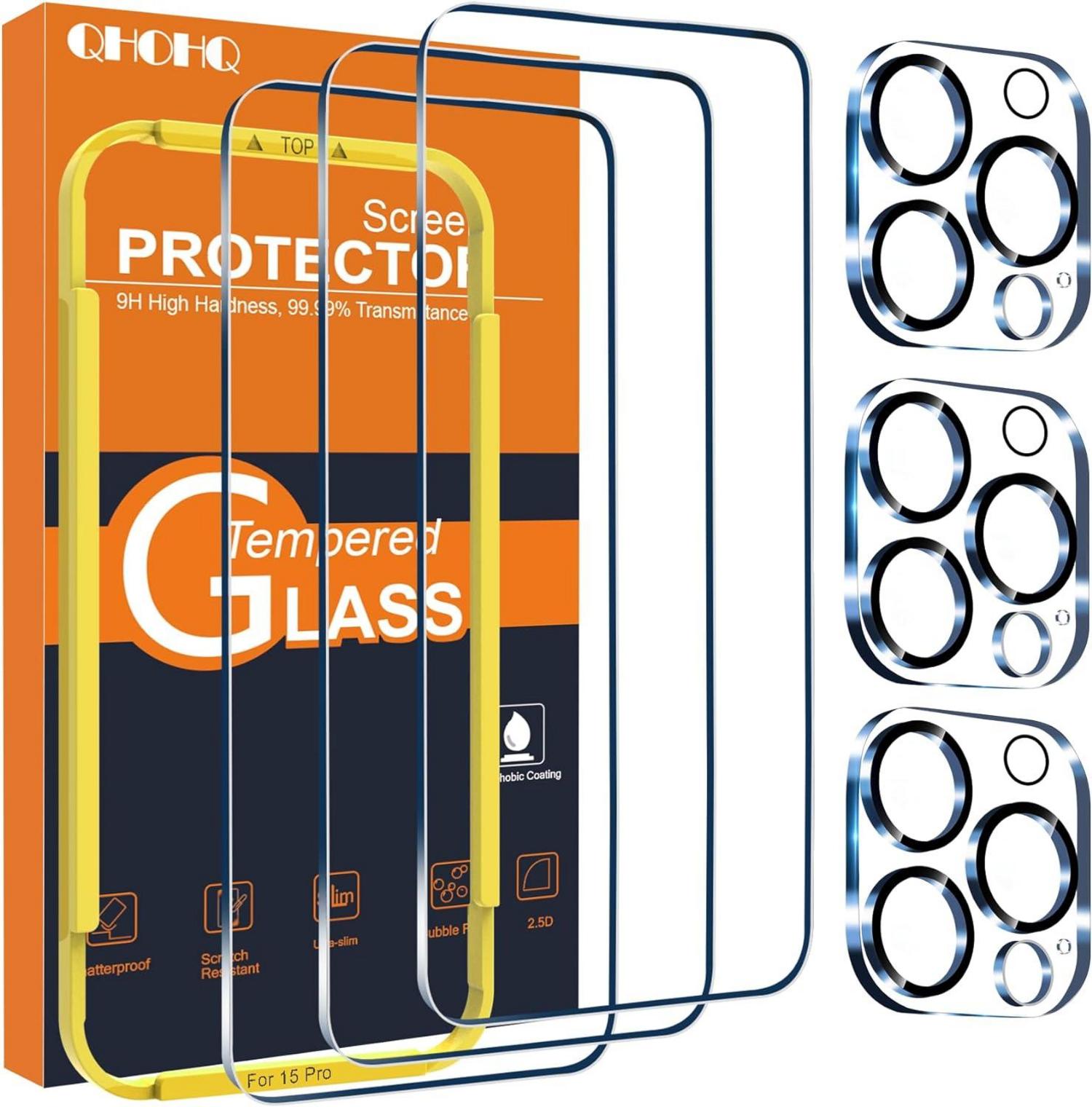 Panzer Schutz Glas 3 Stück Kameraschutz für iPhone 15 Pro 9H Härte