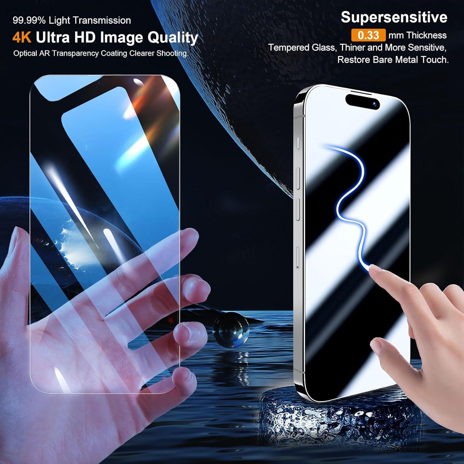 Panzer Schutz Glas für iPhone 15 Pro, Kameraschutz, 9H