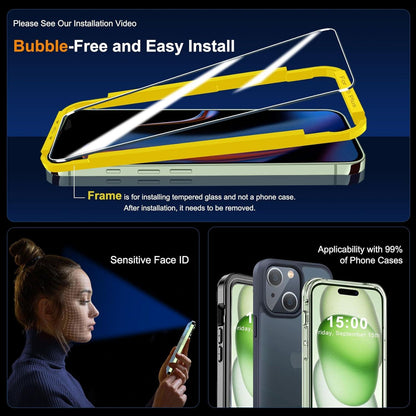 Panzer Schutz Glas + Kameraschutz für iPhone 15 Plus 6,7 Zoll - 3