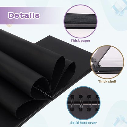 Fotoalbum zum Selbstgestalten Scrapbook 17x17cm 2er Set Schwarz