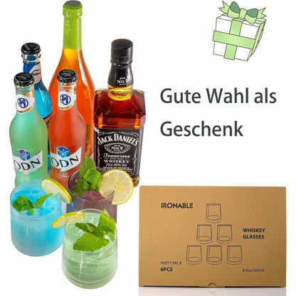 Whisky Gläser 260ml Grau 6er Set Wassergläser