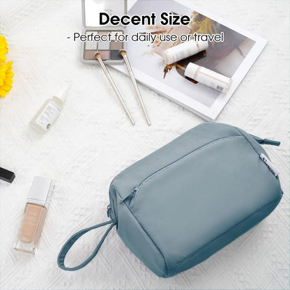 Kulturtasche Damen mit Weit Offenem Design, Graublau