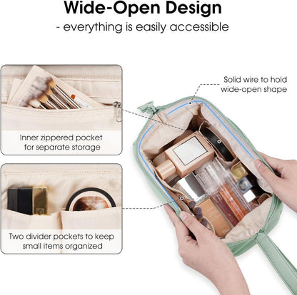 Kulturtasche Damen Minzgrün Groß Reise Make-up-Tasche Mit