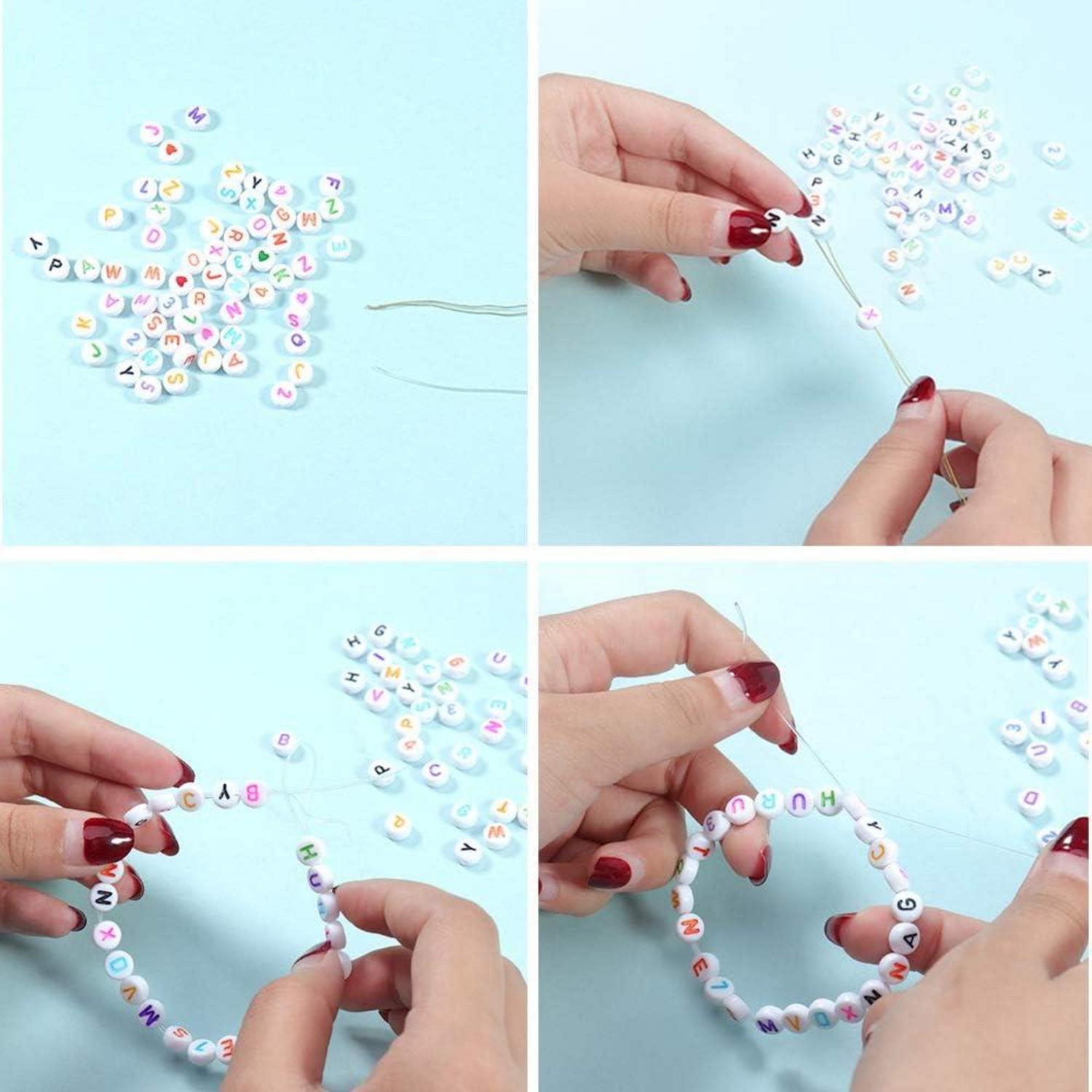 1400+ Stück Buchstabenperlen Set DIY Schmuck Armbänder Kit