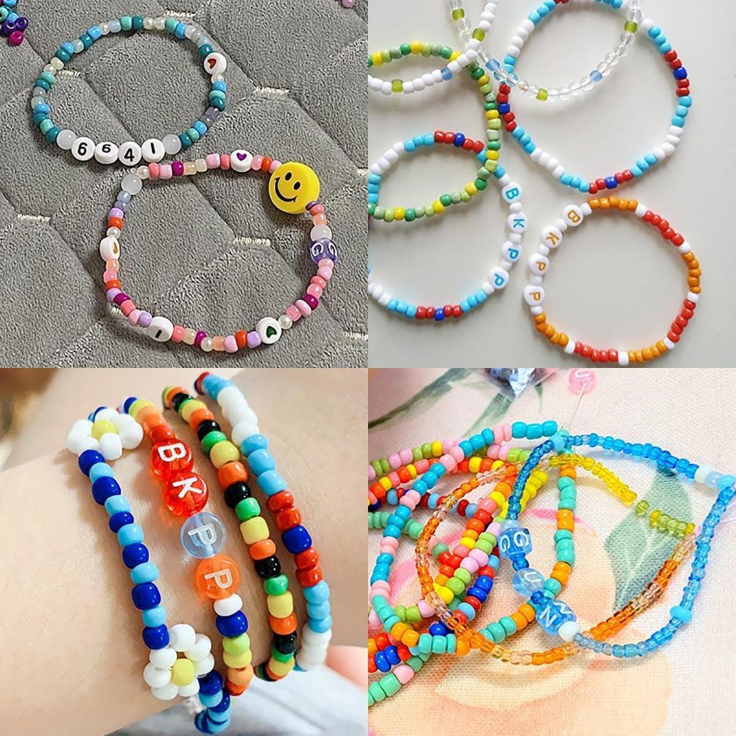 1400 Stück Buchstabenperlen DIY Armbänder Schmuck Basteln Kit 4x7 mm