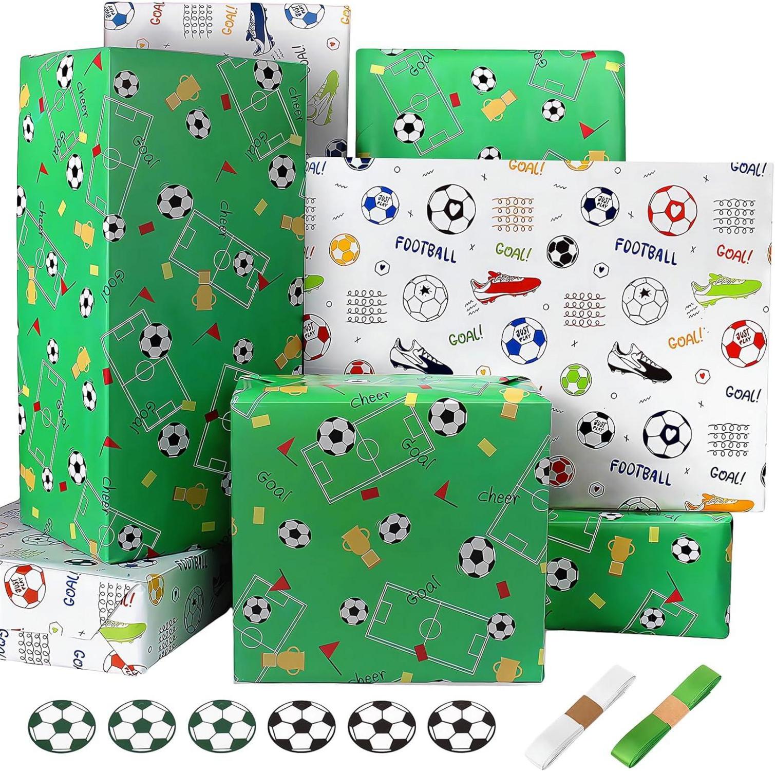 Fußball Geschenkpapier Set 6 Blatt Trophäe SoccerDesign