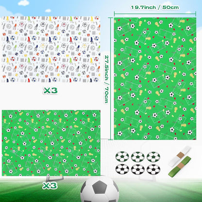Fußball Geschenkpapier Set für Jungen - Sport Theme 6 Blatt