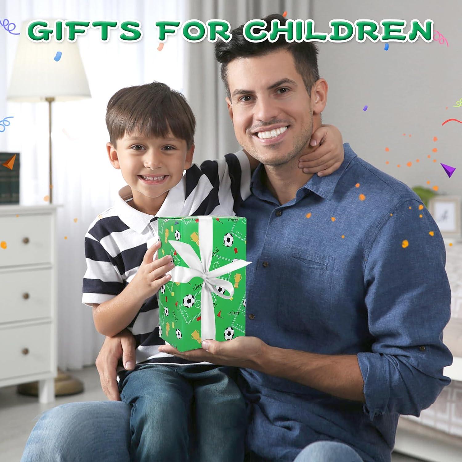 Fußball Geschenkpapier Set für Kinder Geburtstag Sport Soccer weiß Grün