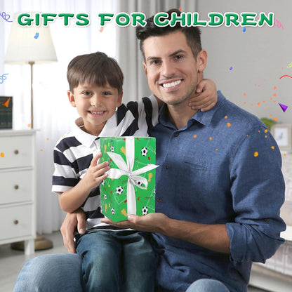 Fußball Geschenkpapier Set für Kinder Geburtstag Sport Soccer weiß Grün