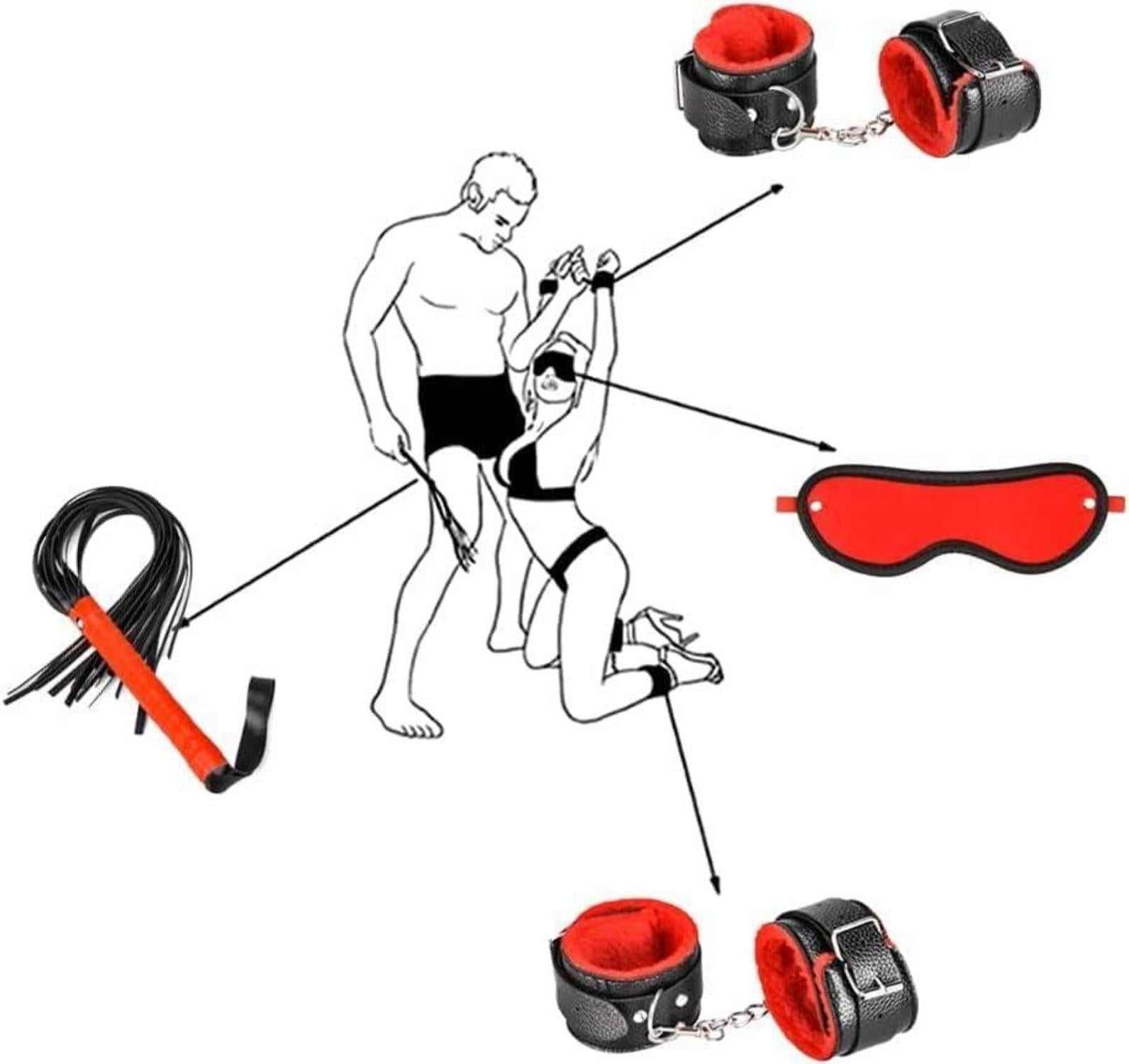 MEYDLL Bondage Set 11-teilig Handschellen Fesseln Augenbinde Mundfesseln