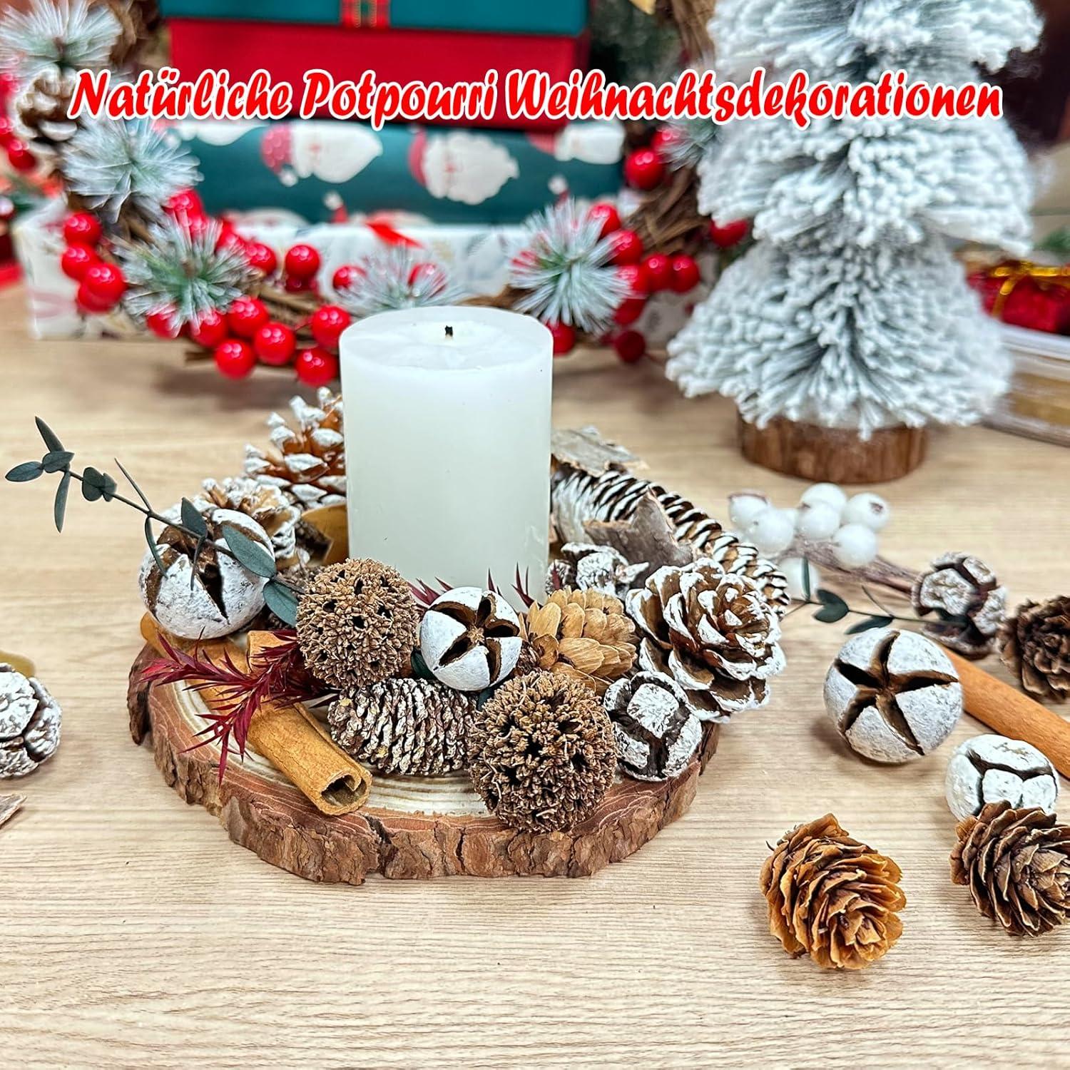 Adventskranz Deko Weihnachtsdeko 68PCS Bastelset Tannenzapfen Moos