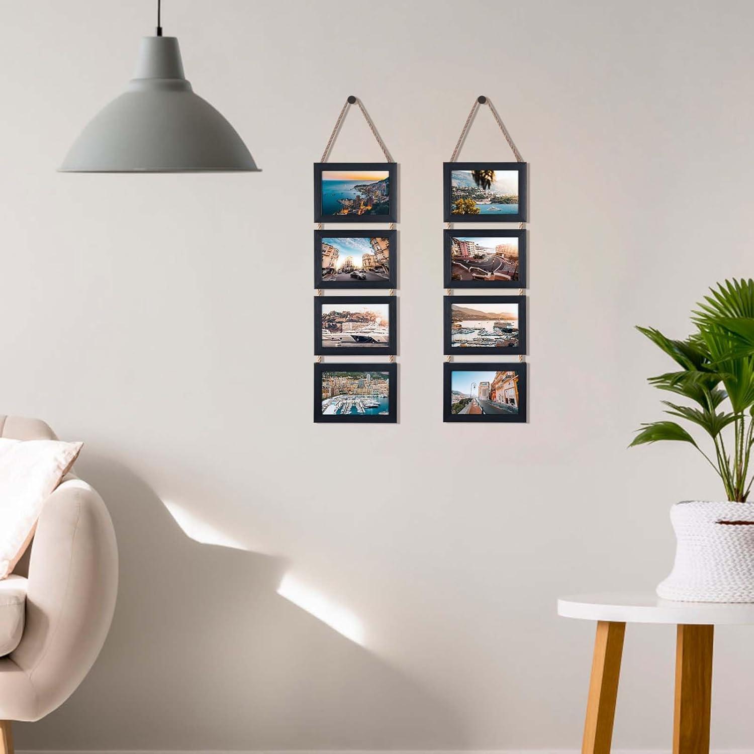 10x15 Collage Bilderrahmen Set 8 horizontale Rahmen Wanddekoration Schwarz